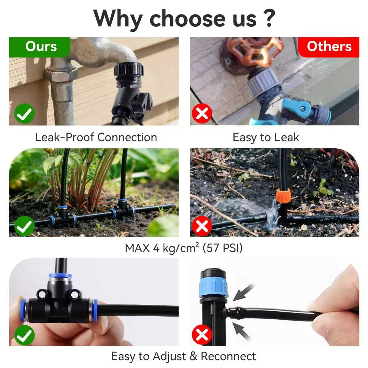 Qzefmlix 100FT Drip Irrigation System,Garden Watering System with 17 Copper Nozzles&1/4" Tubing, 360° Adjustable Irrigation System for Garden,Automatic sprinklers for Yard,Raised Beds&Greenhouse