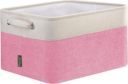 BALEINE 1 Pack Fabric Closet Storage Bins for Shelves, Linen Closet Organizers and Storage, Decorative Baskets for Organizing, Shelf, Clothes, Home, Office (Pink, 15''x11''x9.5'')