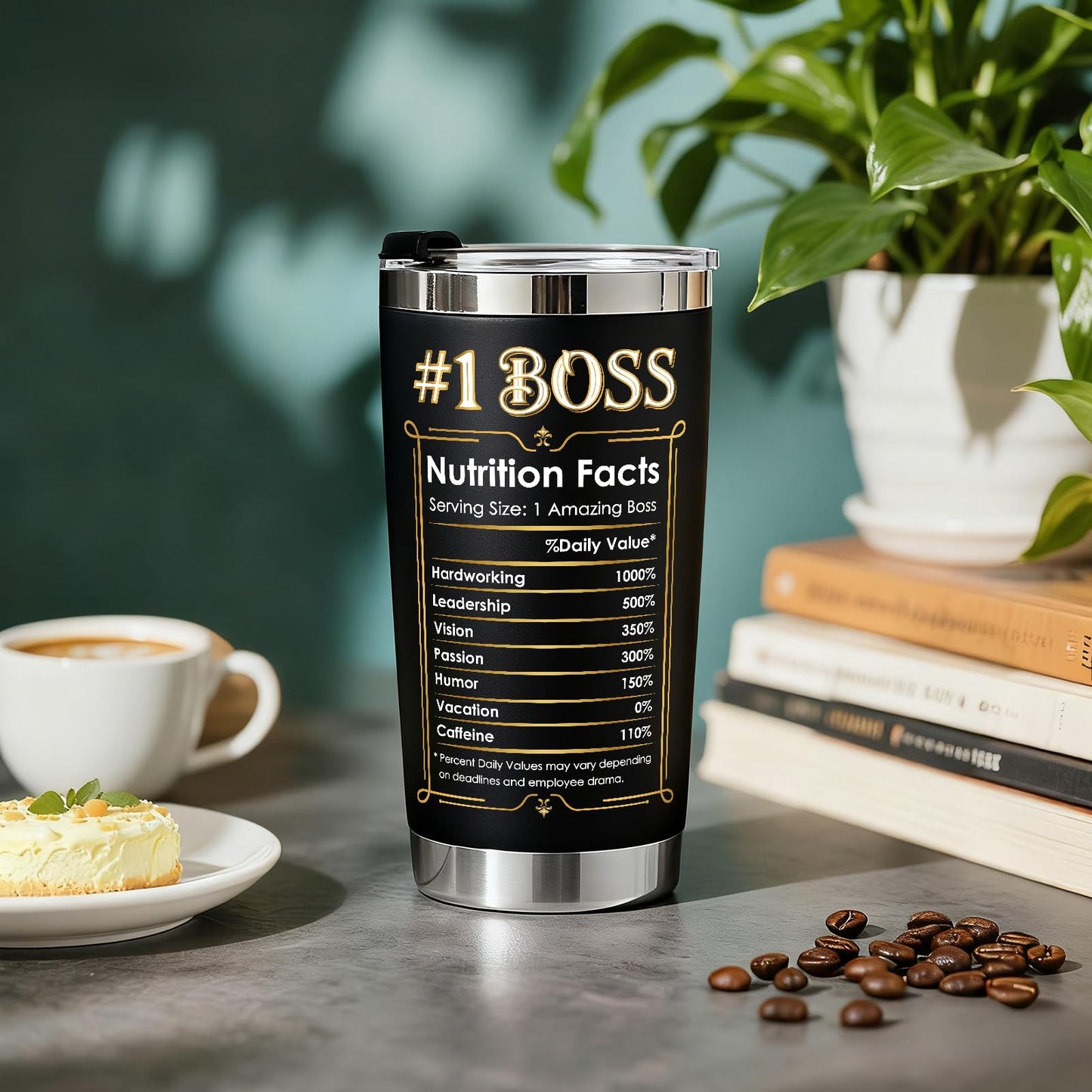 ZyraGleam Worlds Best Boss Appreciation Gifts for Men - Boss Birthday Gift Ideas for Male Insulated Stainless Steel Travel Coffee Tumbler 20 OZ Black