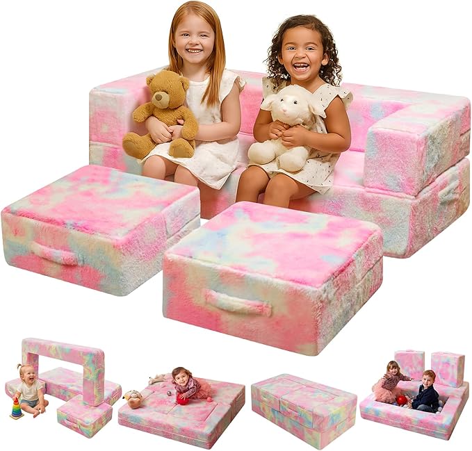 Cvortll Modular Kids and Toddler Play Couch, Convertible Folding Sofa, 3-in-1