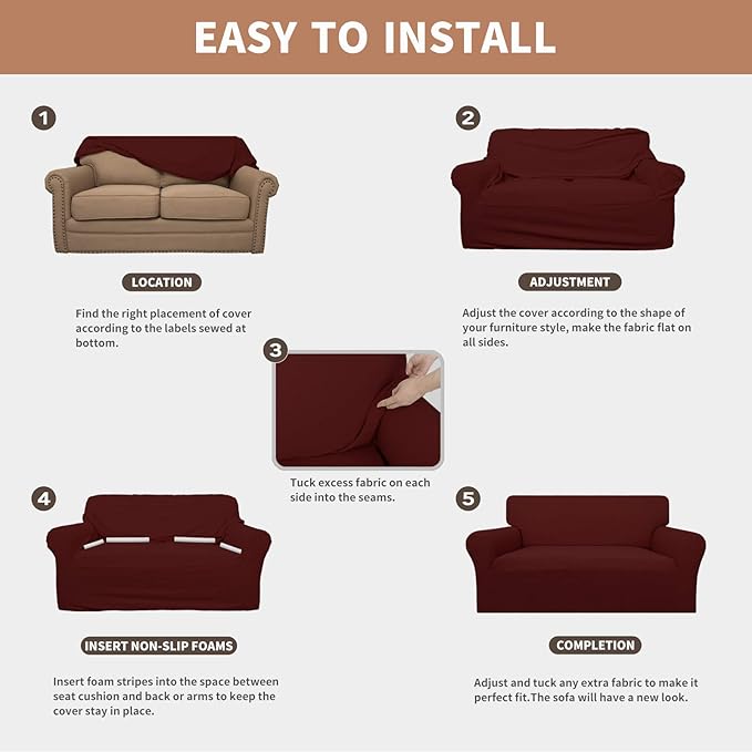 Easy-Going 100% Waterproof Couch Cover, Dual Waterproof Sofa Cover, Stretch