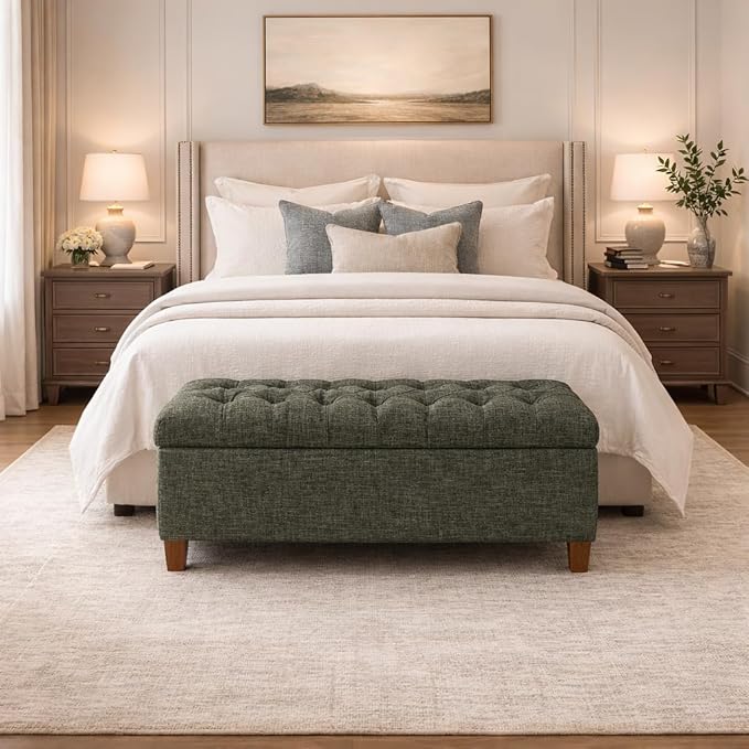 Homepop Home Decor Tufted Ainsley Button Storage Ottoman Bench