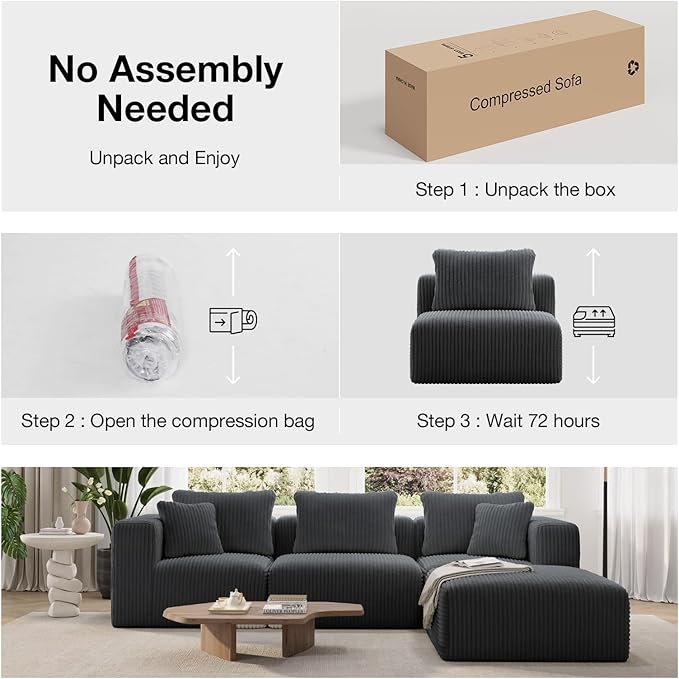 Novilla 106" Modular Sectional Sofa, Modern Cloud Sectional Couch