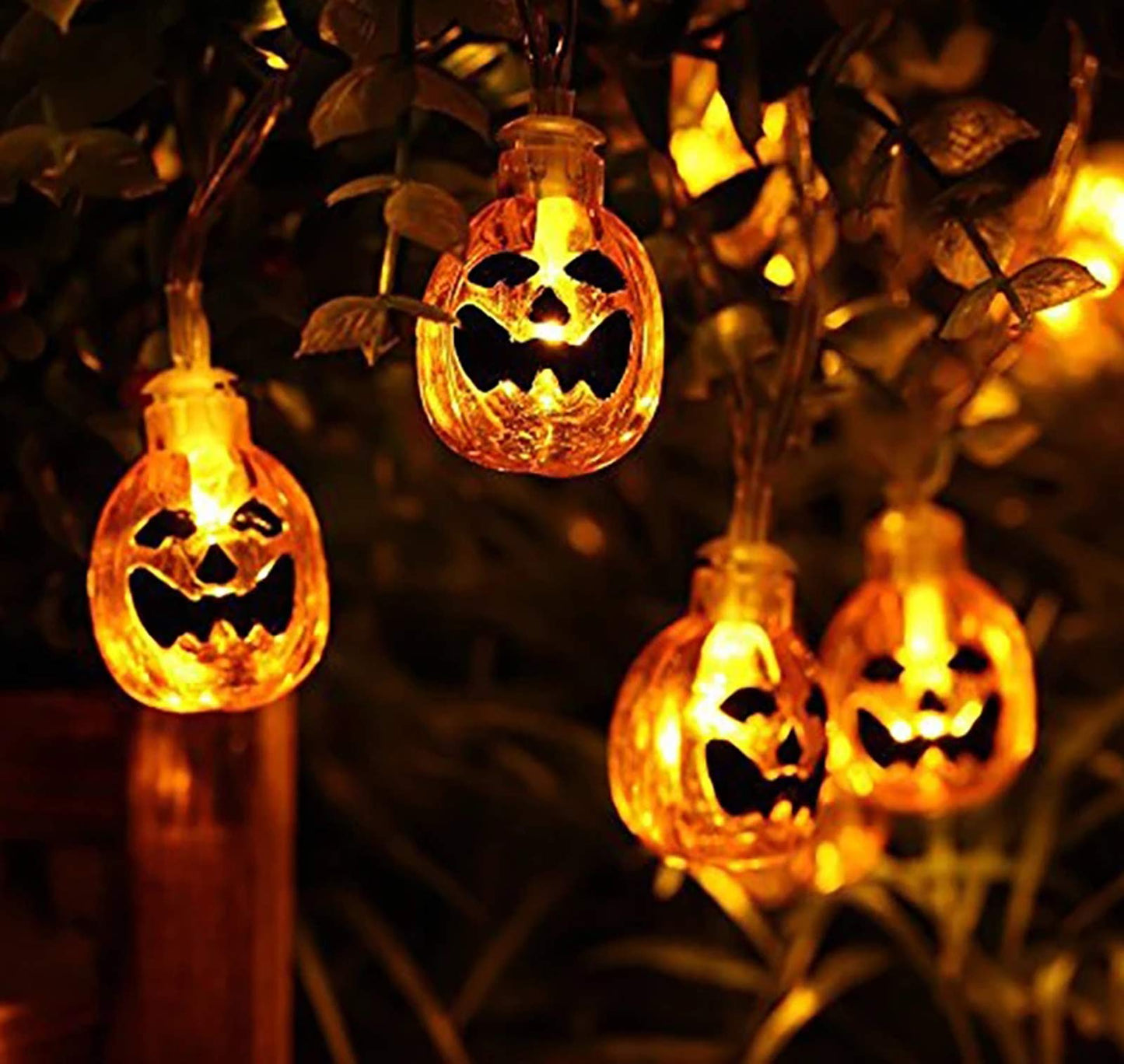 SNOMYRS 21ft 30 Led Halloween Pumpkin String Lights Solar Light Outdoor Halloween Lights for Patio Garden Gate Yard Decoration