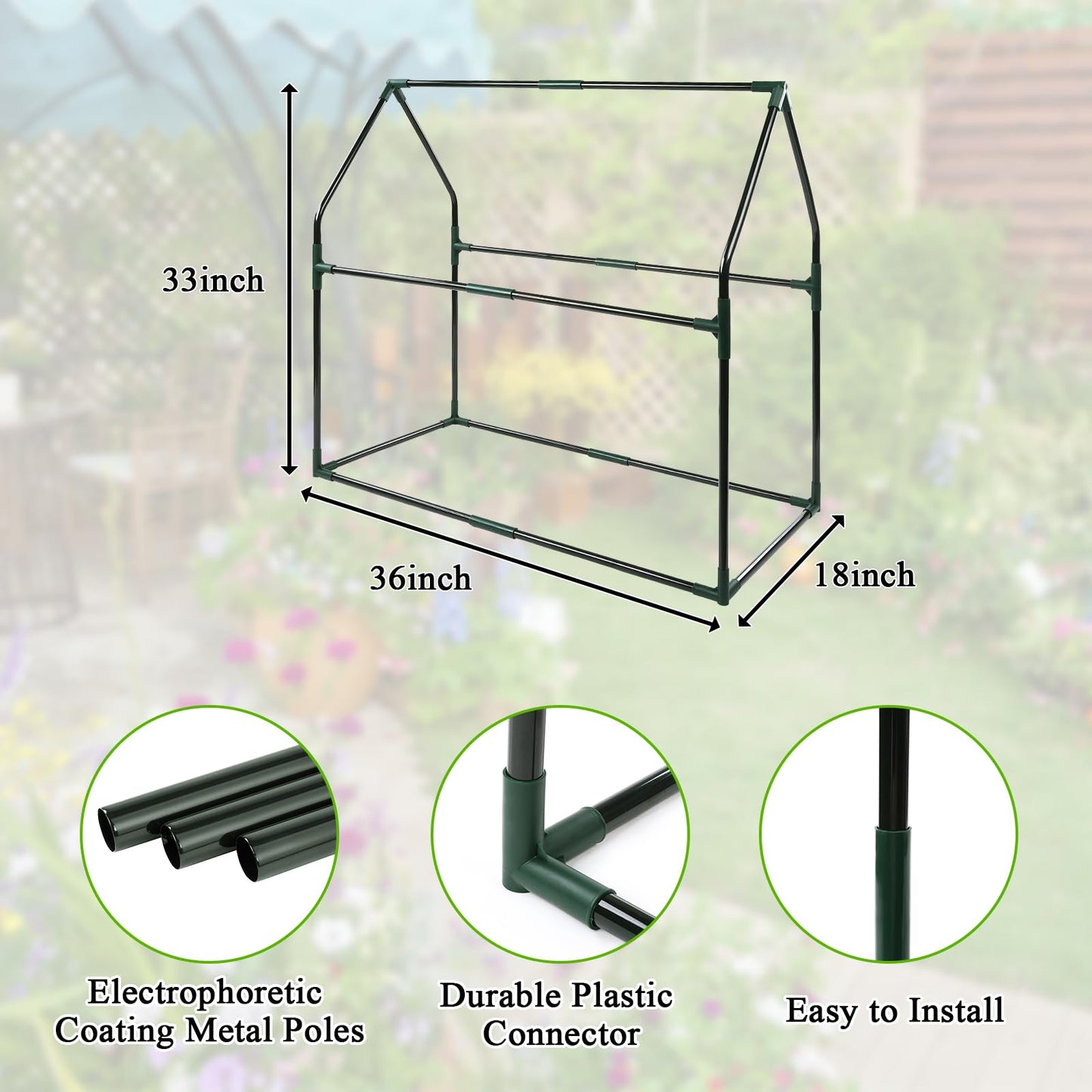 U'Artlines Portable Mini Greenhouse Small Green House with Waterproof Pad 36x18x33 Inch Plant Cover Tent for Garden Small Plants Indoor Outdoor, Green PE