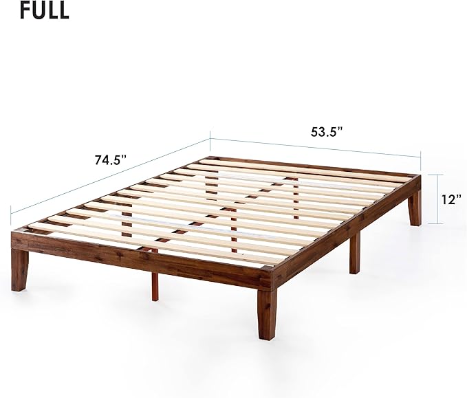 Mellow Naturalista Classic 12-Inch Solid Wood Platform Bed | Wooden Slats