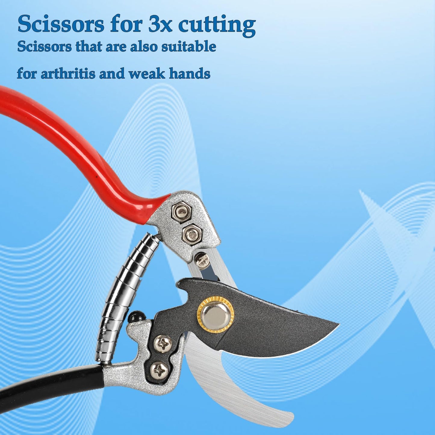 MEPEREZ Ultra Sharp Germany Titanium Steel Pruning Shears - Cuts 3X Easier, Weak Hand Arthritis Snips, Rust-Resistant, Effortlessly 1-Inch Cut Capacity Garden Scissors, Ergonomic Handle (gt-06, 1)