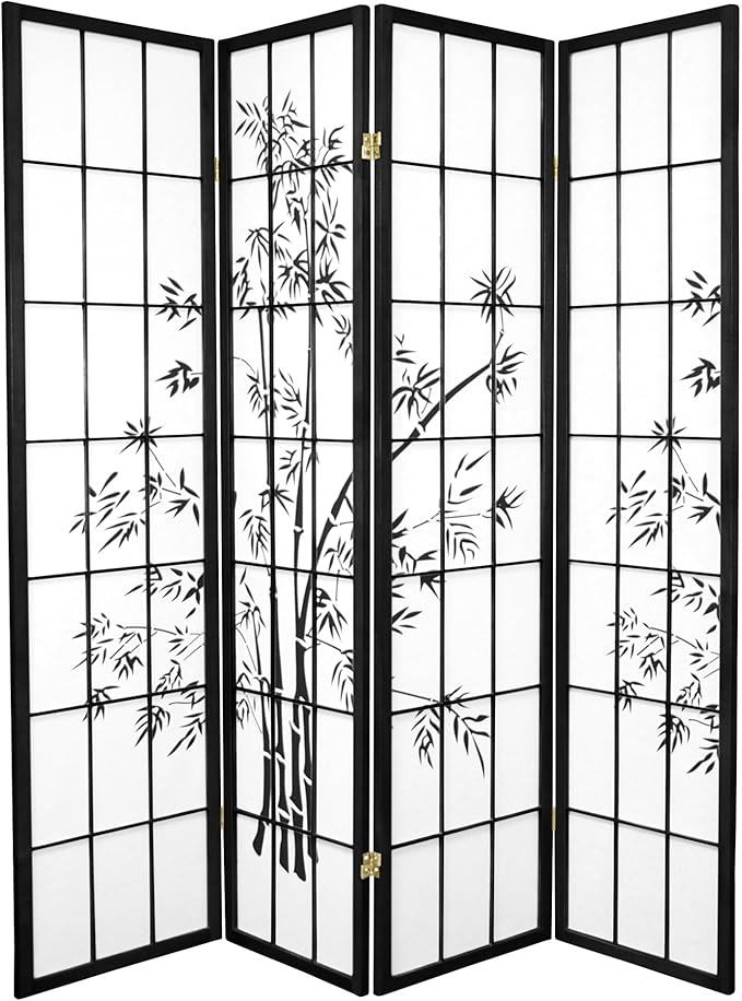 Red Lantern 6 ft. Tall Lucky Bamboo Shoji Screen