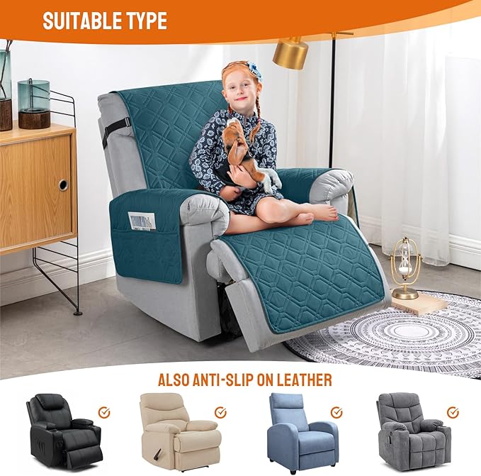 VANSOFY 100% Waterproof Recliner Chair Covers, Recliner Cover Non-Slip Dog