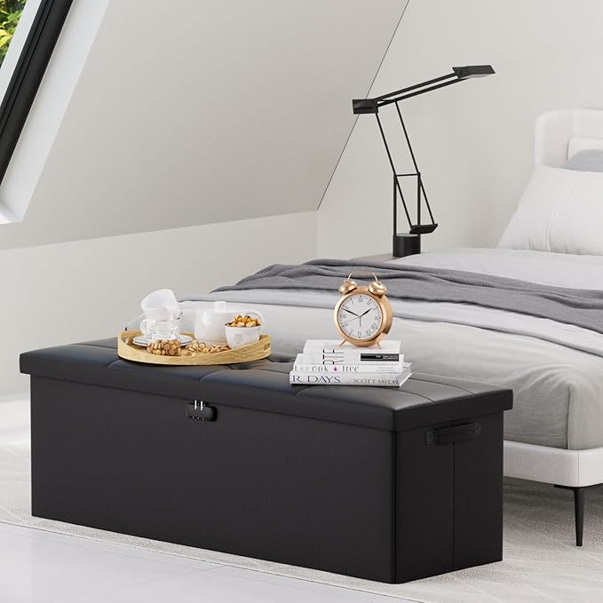 DocSafe Storage Ottoman Bench, Fireproof＆Waterproof Folding Bench
