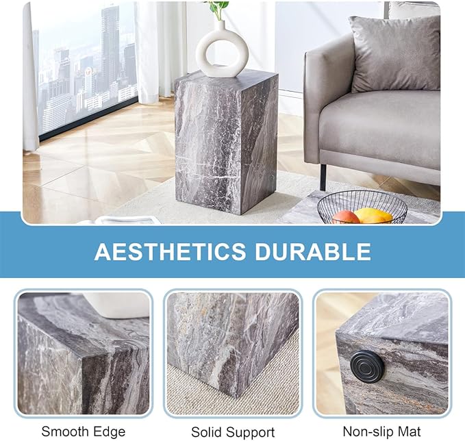 End Table Living Room Table, Faux Marble Sofa Couch Side Table, Bedside