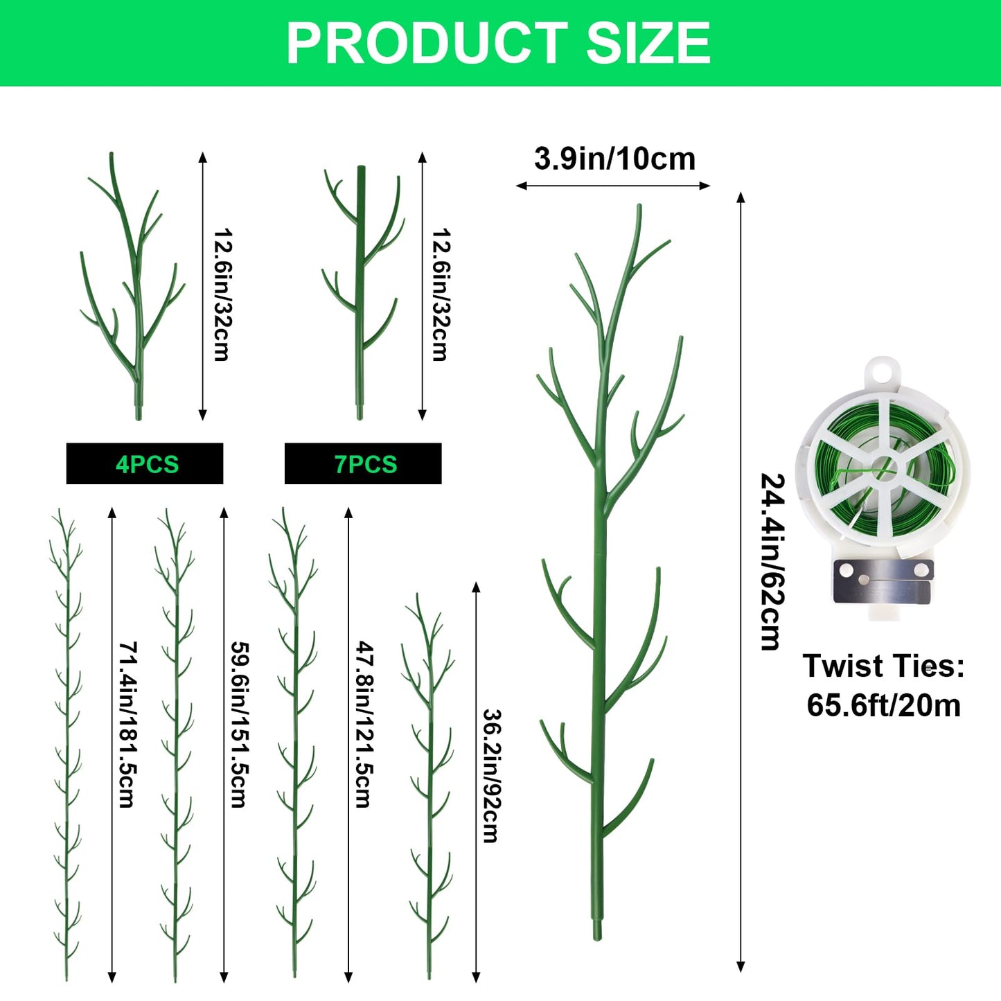 letesult 11 Pack Monstera Plant Support - 71.4" Plant Support Stakes for Indoor Plants Sticks Support Tall Indoor Plant Stakes with Twist Ties Stackable Plant Stem Support for Monstera Plants