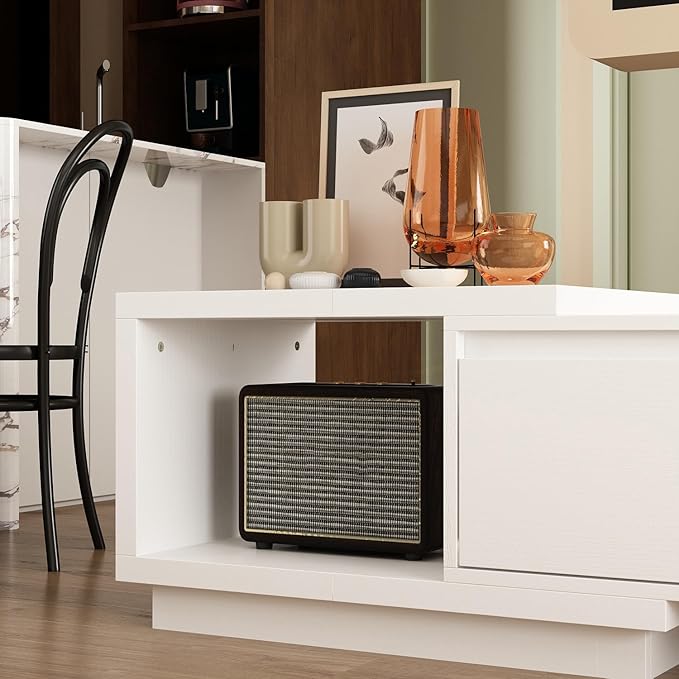 AGOTENI Expandable TV Stand Media Console Table, Modern Entertainment Center
