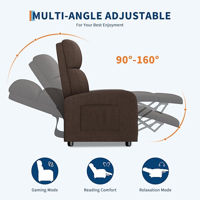 GarveeHome Linen Fabric Manual Recliner Chair,