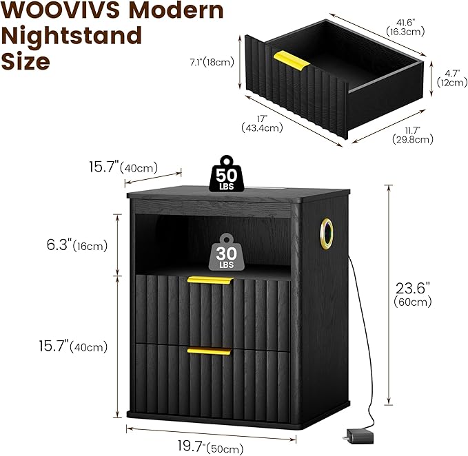 WOOVIVS Modern Nightstand Set of 2