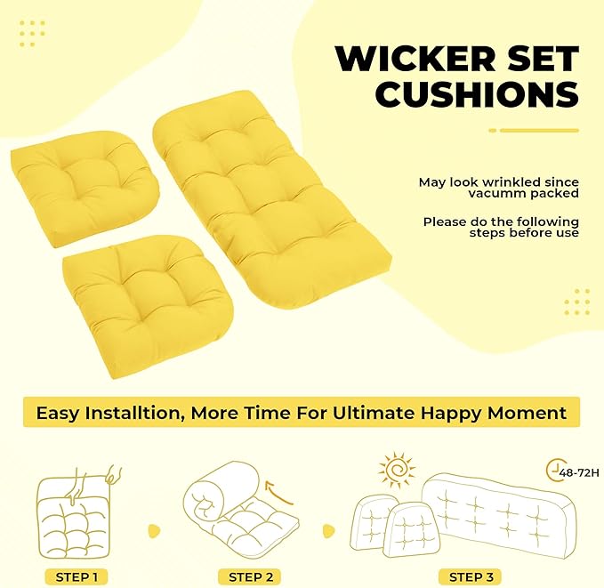DANGHOOGY Wicker Chair Cushions, Waterproof Outdoor Loveseat Cushions