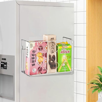YQh Wall Mount Kitchen Wrap Organizer Rack, Cabinet Storage Basket, Aluminum Foil Rack, Mounts to Solid Cabinet Doors or Walls, Tall Basket Door Mount Cabinet Organizer