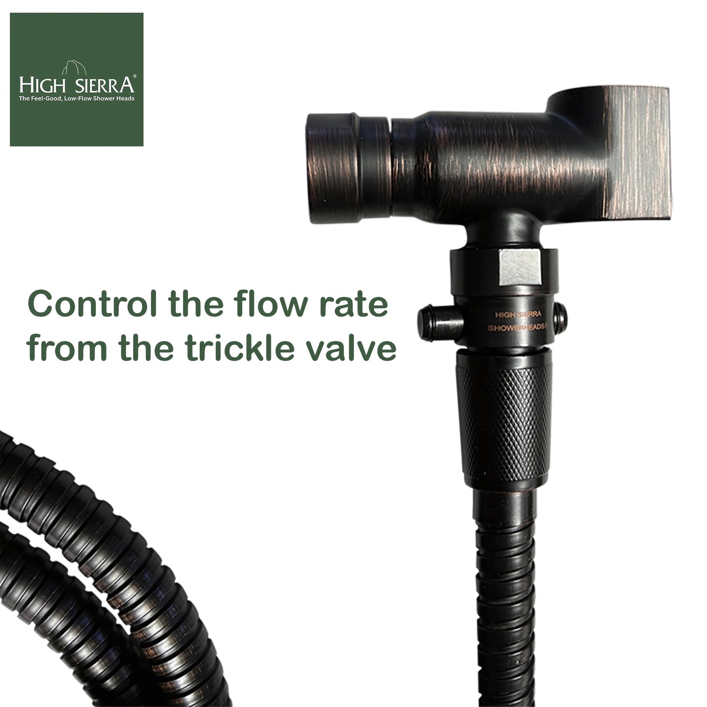 High Sierra® - All Lead-Free Brass Trickle Valve For Shower Heads. For Pause & Pressure Control. Easy To Push Button Reduces The Flow of Water or Shuts It Off to Just a Trickle - Oil Rubbed Bronze