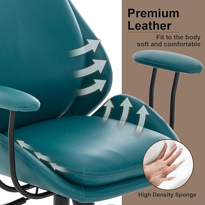E-Motie Office Chair, Leather Desk Chair