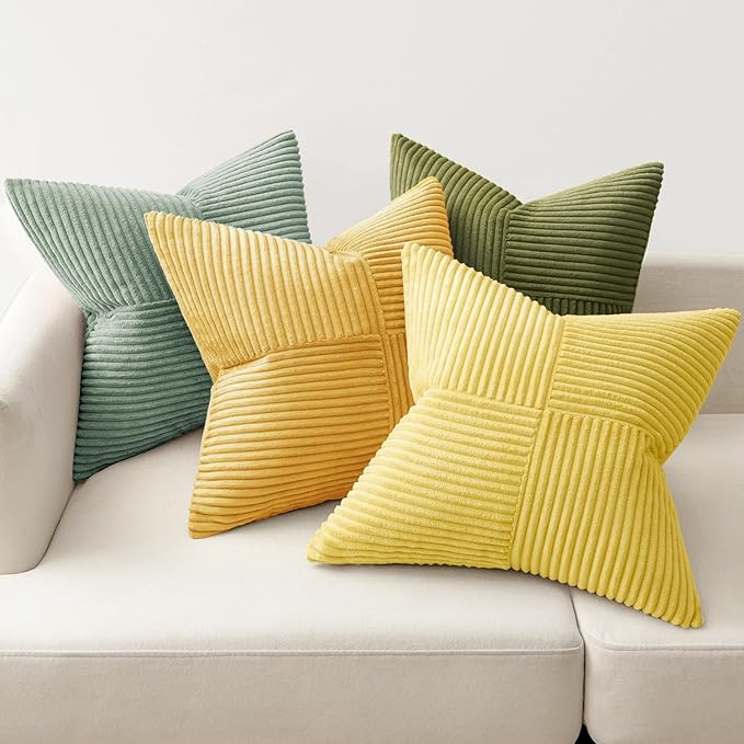 MIULEE Boho Farmhouse Spring Decorative Throw Pillow Covers 20x20 Inch 4 Packs