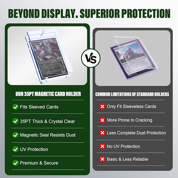 Kabinka Card Deck Box for MTG Commander, Holds 400+ Double-Sleeved Cards, 5 IN 1 Detachable Card Case with Dice Tray, Fits Magic/TCG Cards, 4 Magnetic Card Holders & Dividers (Black Green)