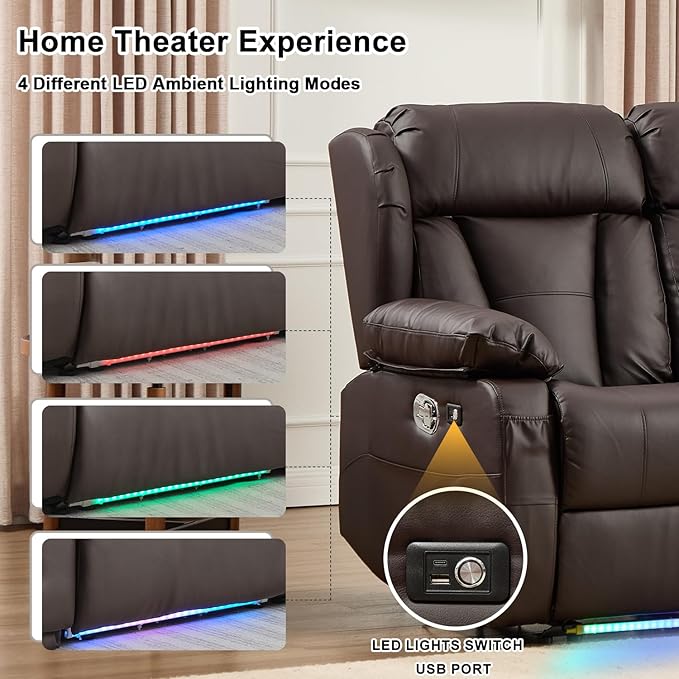 Loveseat Recliner Sofa, RV Recliner Couch, Manual Reclining Loveseat