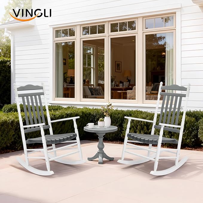 VINGLI Wooden Rocking Chair Outdoor, Patio Rockers