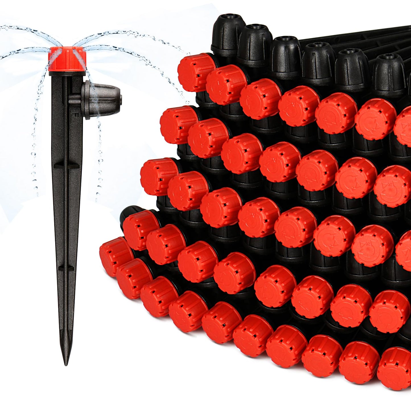 Gardrip 55 Pieces Drip Emitters Stream with Stake for 1/4" Irrigation Tubing: Adjustable 360 Degree Water Flow Irrigation Universal Sprayer Drip Pipe Sprinklers Fittings for Garden Watering System
