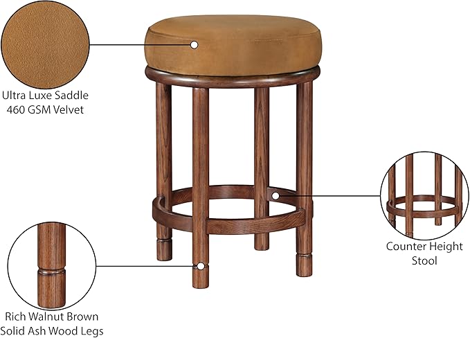 Meridian Furniture 978Saddle-C Monette Collection Art Deco Counter Stool