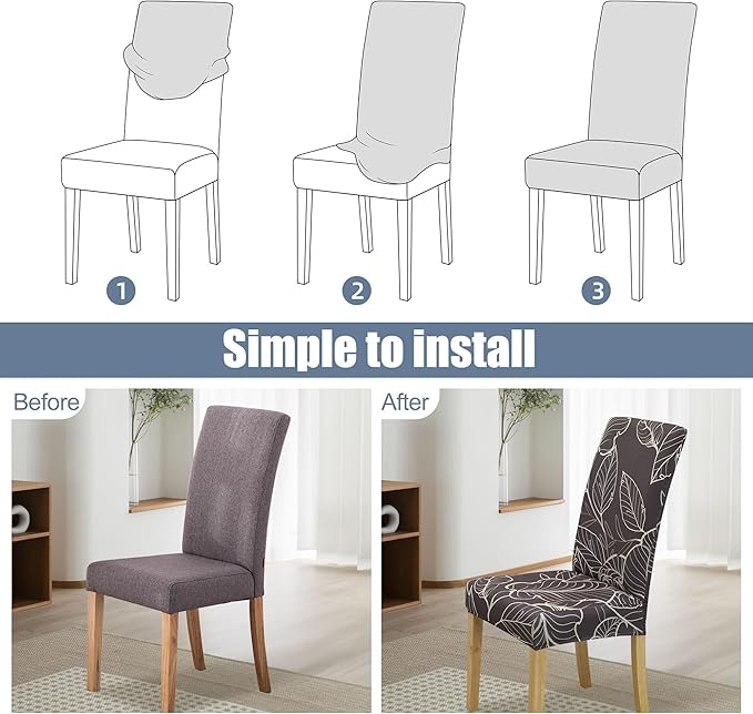 BIETYONE Stretch Dining Chair Covers Set of 8, Soft Removable Washable Kitchen