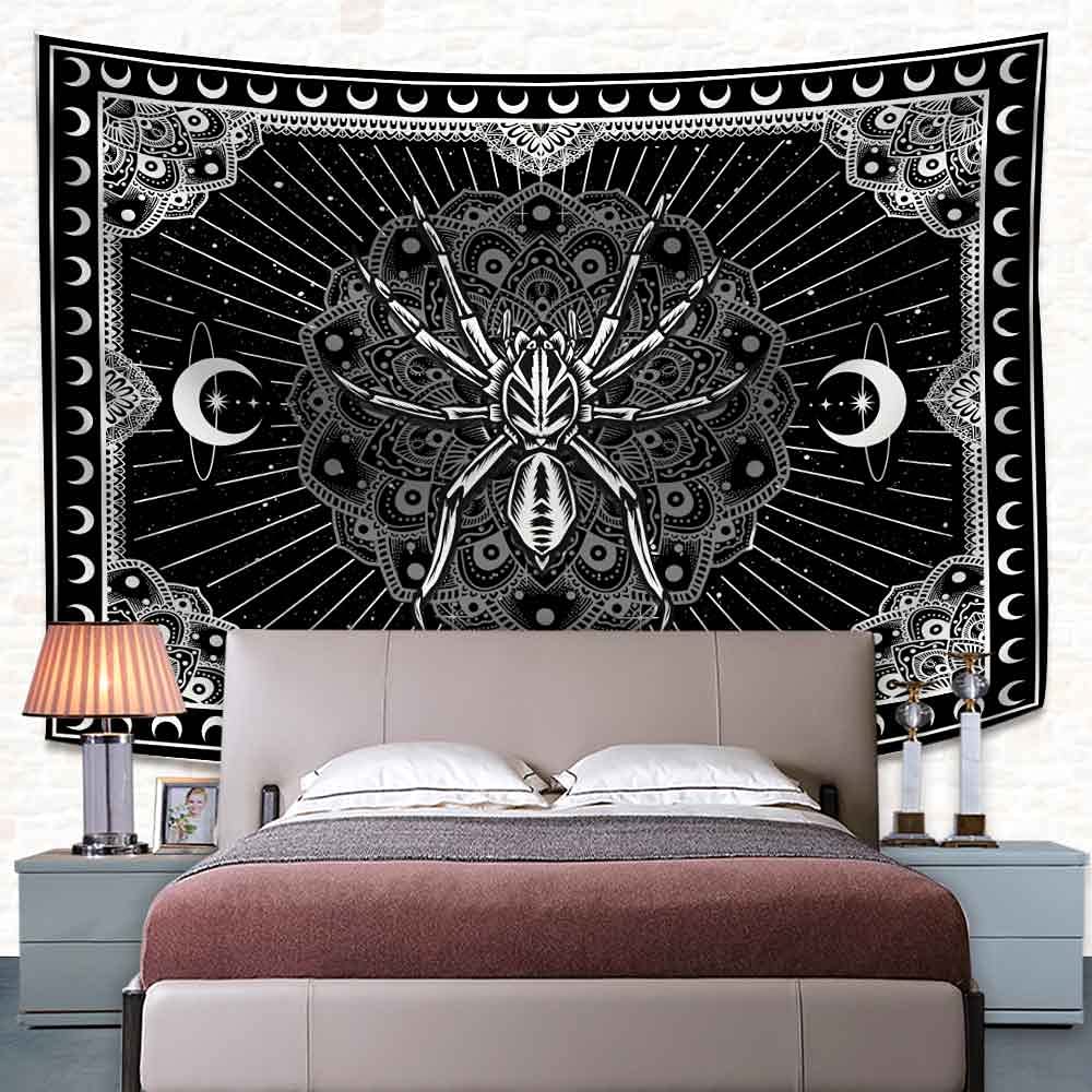 UHOMETAP Mandala Spider Wall Art - Bohemian Tapestry With Starry Sky and Moon Pattern for Living Room, Bedroom, Office - 80x60 Inches