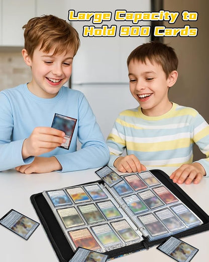 for 9 Pocket Card Binder for MTG, TCG, Game Cards Holds 900 Cards - Large Capacity Trading Card Collection Album Folder with Zipper for Men Boys Teens Water Design for Sports Card