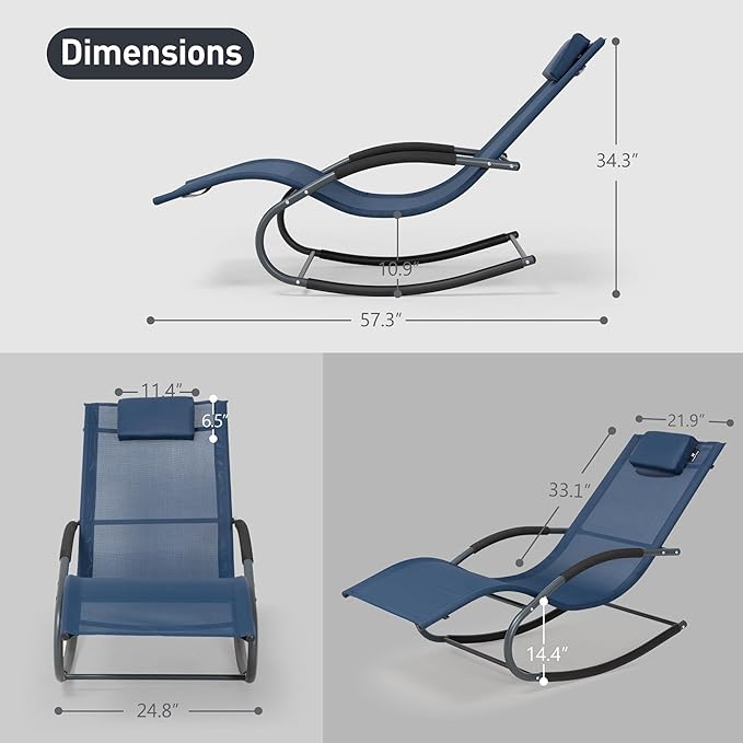 Outdoor Lounge Chair with Pillow, Chaise Lounge Chair