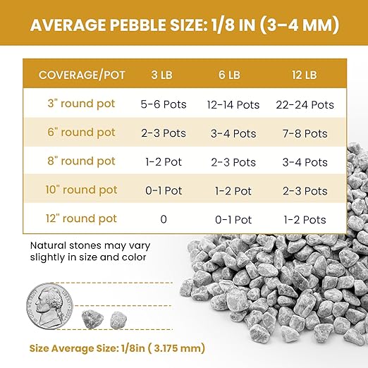 1/8 Inch Aquarium Gravel, Small Pebbles for Fish Tank & Indoor Plants, Natural Mini River Rocks for Succulent Soil Mix, Drainage, Terrarium & Vase Filler - Gray, 12 lb