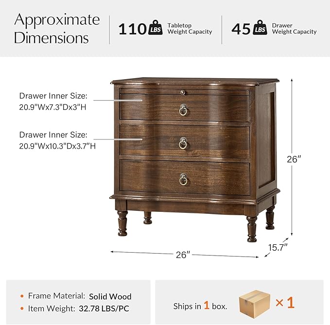 HULALA HOME Solid Wood End Table