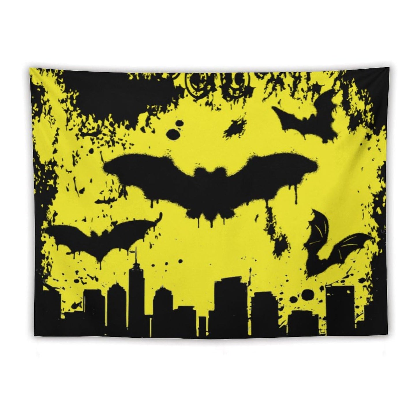 Bat Tapestry,Yellow and Black Design Cartoon Tapestry for Boys Girls Teens,Modern Art Print Tapestry Wall Hanging Home Décor for Game Room Play Room Bedroom Living Room 80" x 60"