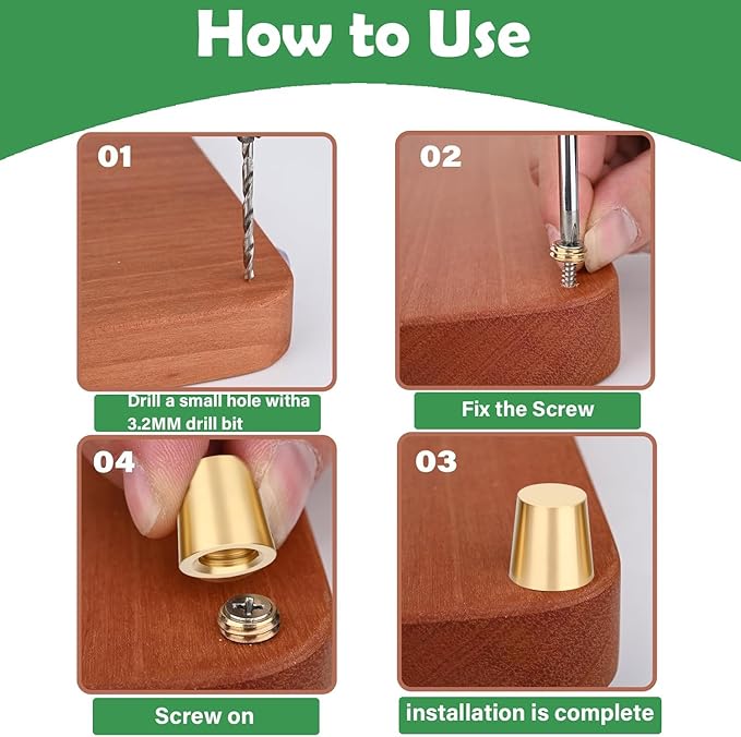 4 PCS Brass Cutting Board Feet