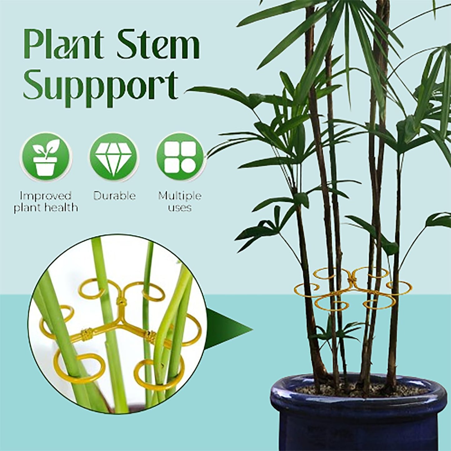 Plant Stem Support Set, Reusable Plastic Climbing Plant Supports Plants Trellis Plant Support for Indoor Plants, Upgrade Plastic Reusable Plant Stabilizer, Indoor Plants Accessories (Heart, 3pcs)