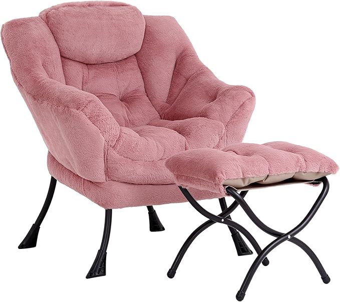 Lazy Chair with Ottoman, Modern Accent Chair Contemporary Sofa Chair with