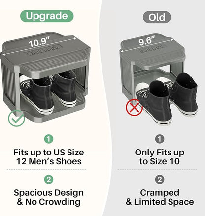 Kitstorack 8-Tier Vertical Plastic Shoe Rack, Freestanding Stackable Shoe Storage Organizer Cubes Shoe Shelf Tower or Small Closets and Tight Spaces, Gray