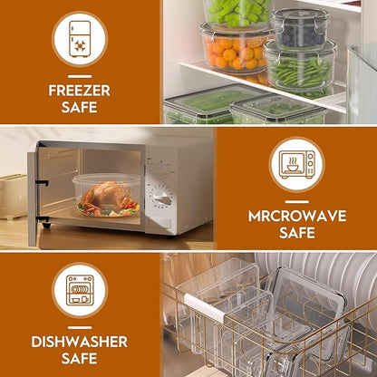 44 PCS Food Storage Containers with Lids Airtight (22 Containers & 22 Lids), Leak proof Meal Prep Container Set for Kitchen Storage, BPA-free, PVC-free Plastic, Microwave/Dishwasher Safe, Labels & Pen