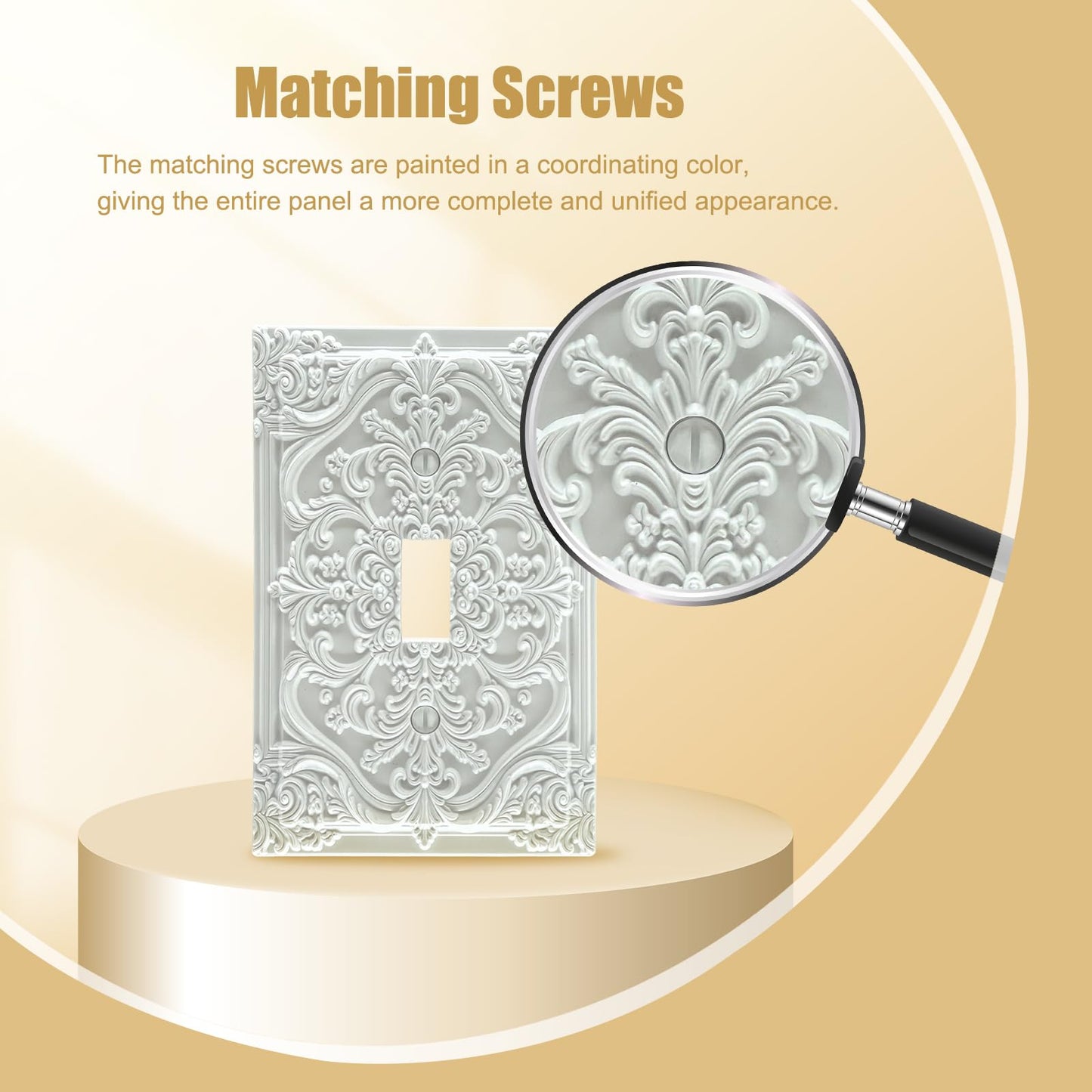 Spshian Decorative Light Switch Plate Covers White Flower Elegant 3D Floral Embossed 1 Gang Light Switch Cover Plate Single Toggle Wall Plate Outlet Covers Faceplate for Bedroom Home Decor