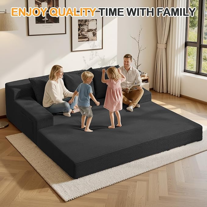 Erament 3 Seater Boneless Couch Sofa Bed, Compression Convertible Futon Floor