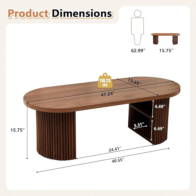 Oval Fluted Coffee Table