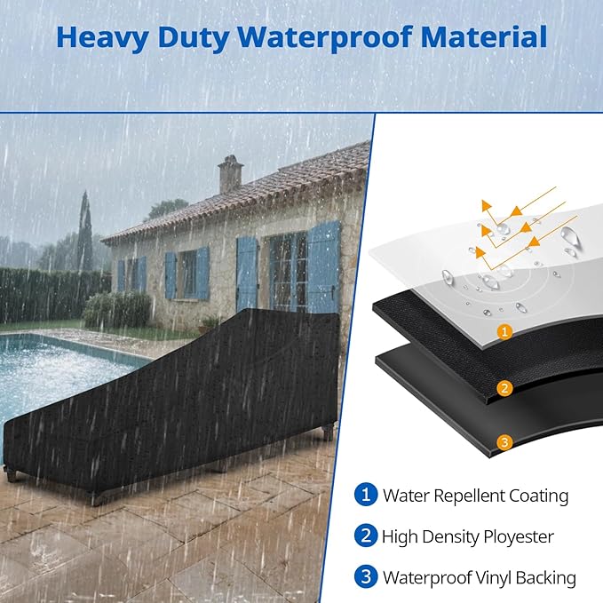 SunPatio Waterproof Outdoor Chaise Lounge Cover, 2 Pack Patio Lounge Chair