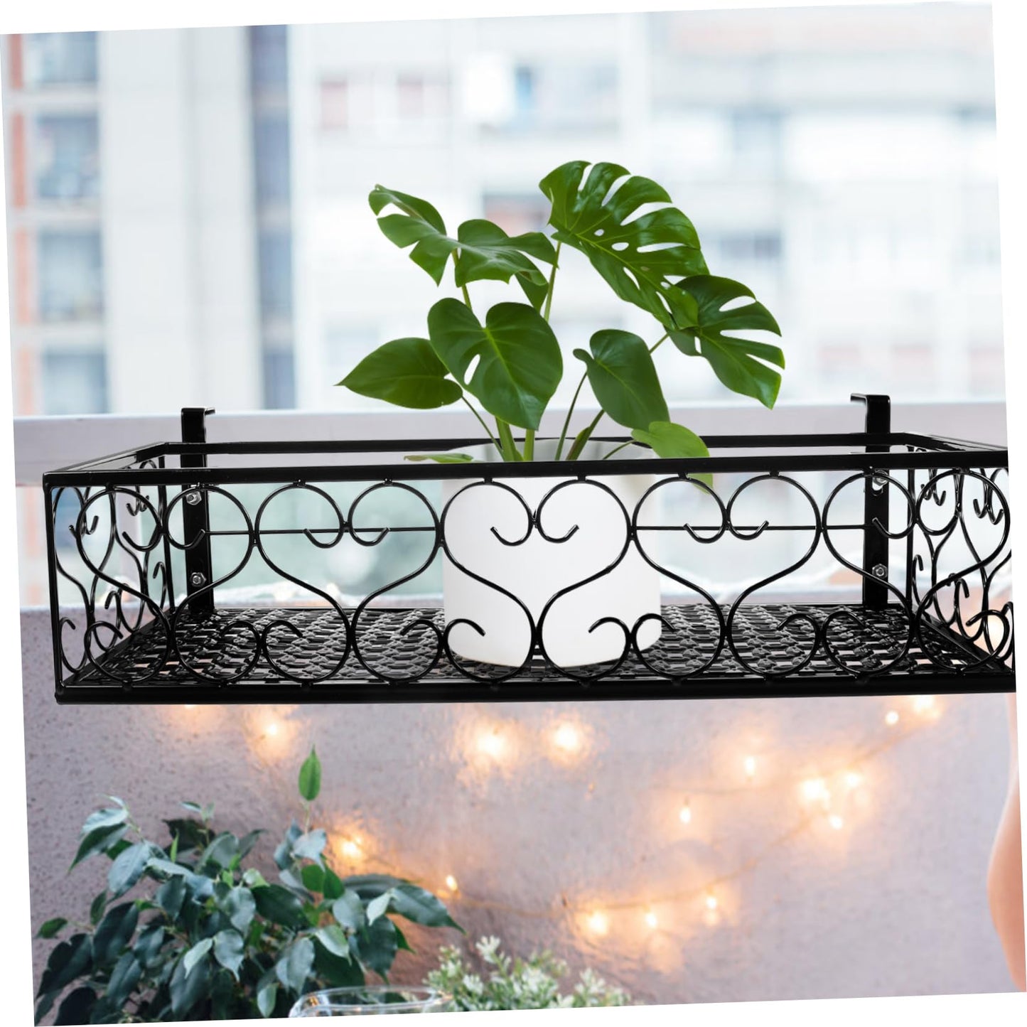 POPETPOP Hanging Window Plant Shelf Metal Flowerpot Rack Balcony Planters Railing Holder