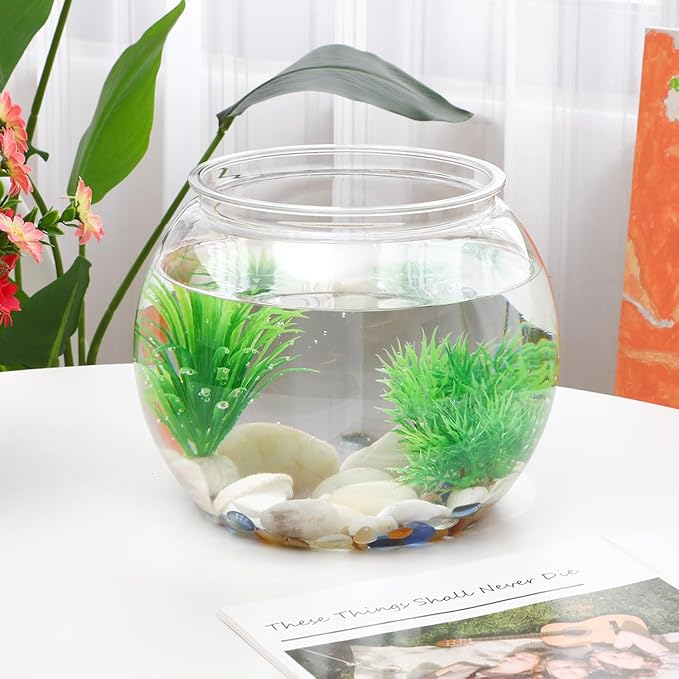 VOSAREA Mini Plastic Fish Bowl 3 Gallon Decorative Small Bubble Bowl, Unbreakable Aquarium Fish Tank for Party Centerpiece Decorations