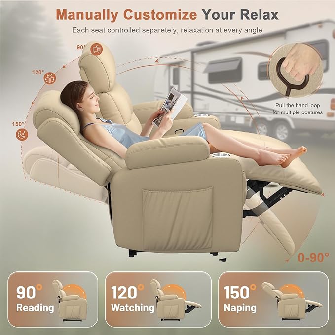 Home Theater Seating Loveseat Recliner Sofa, Wall-Hugger Reclining Couch
