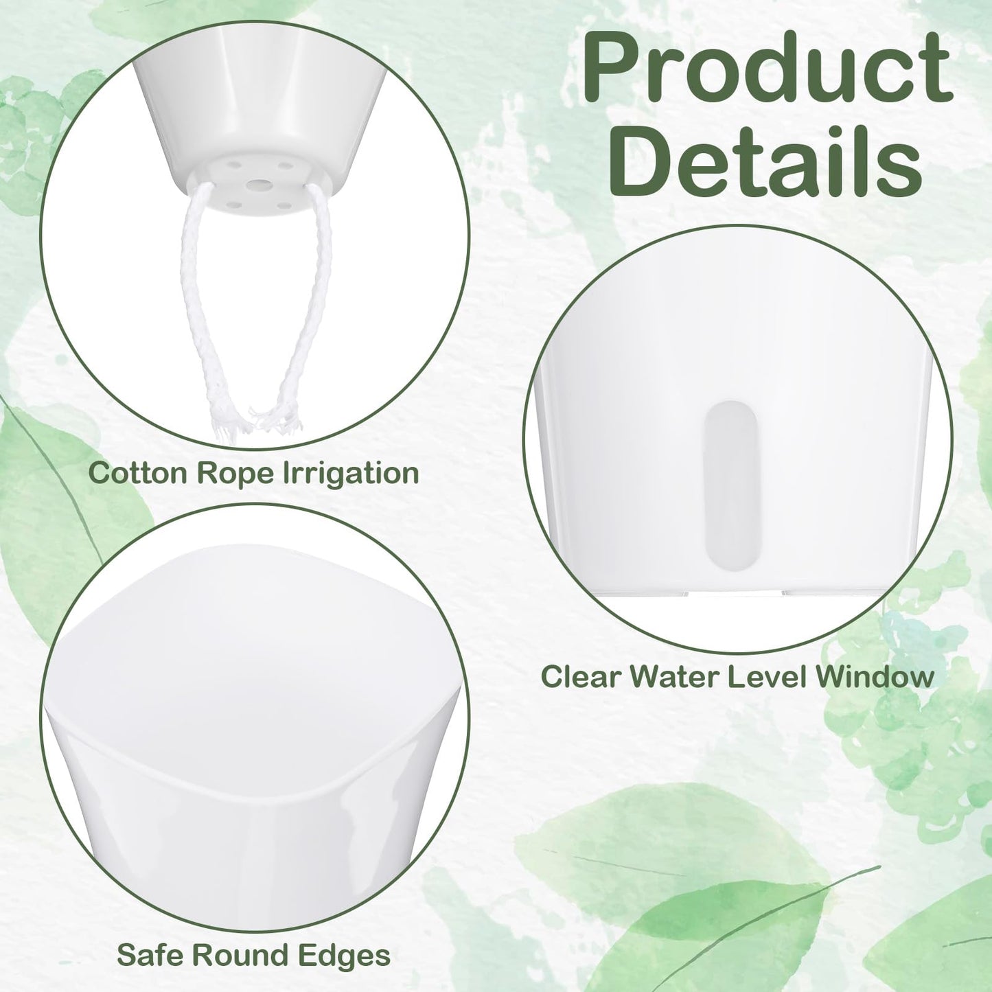 Meyeyaia 18 Pcs Self Watering Pots 3 Sizes Plastic Self Watering Planters Small Flower Plant Pot with Inner White Pot for Indoor House Plants, Flower (3", 4", 5")