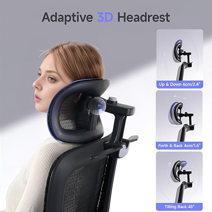 Office Chair with Footrest, Ergonomic Chair with 3D Headrest, Computer Chair